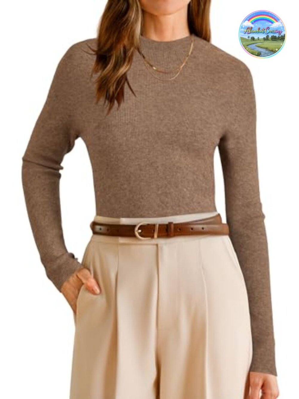 Wool Blend Mock Neck Slim Fit Pullover Sweater Long Sleeve Work Top